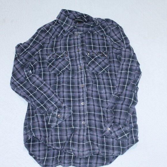 Rock & Republic Tops - Rock 7 republic Purple Women Button Down Shirt Plaid Long Sleeve Size Small